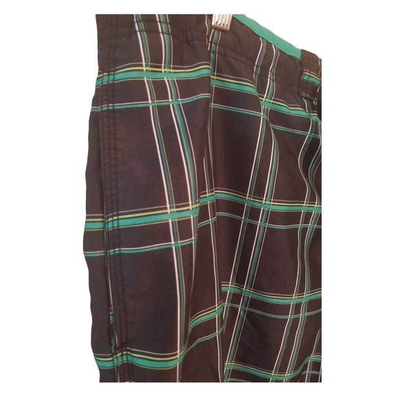 Speedo Swim Men's Shorts Plaid Black Green Size XL 42 Inseam 11‎ in - Picture 3 of 5